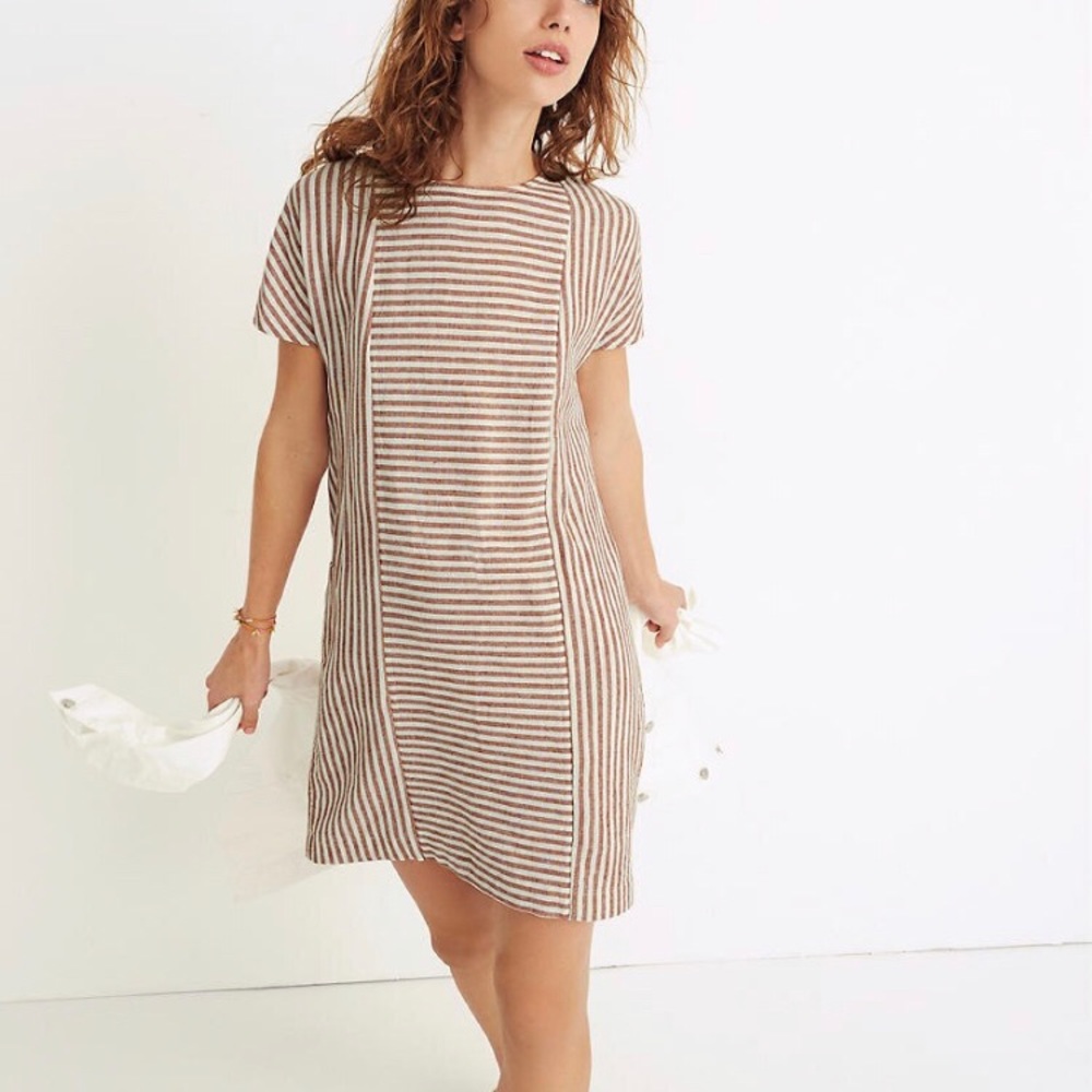 Madewell Stripe-Play Button-Back Tee Dress